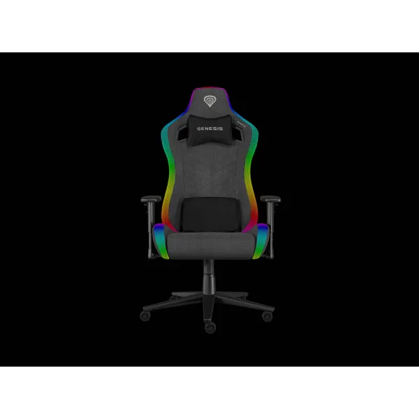 Genesis Trit 660 RGB Silla Gaming 2D ergonómica cojines reposacabezas/lumbar Negro/Gris hasta 150kg