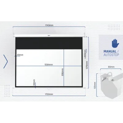 iggual PSIMS159 Pantalla proyector 72" manual 159x89cm Blanca