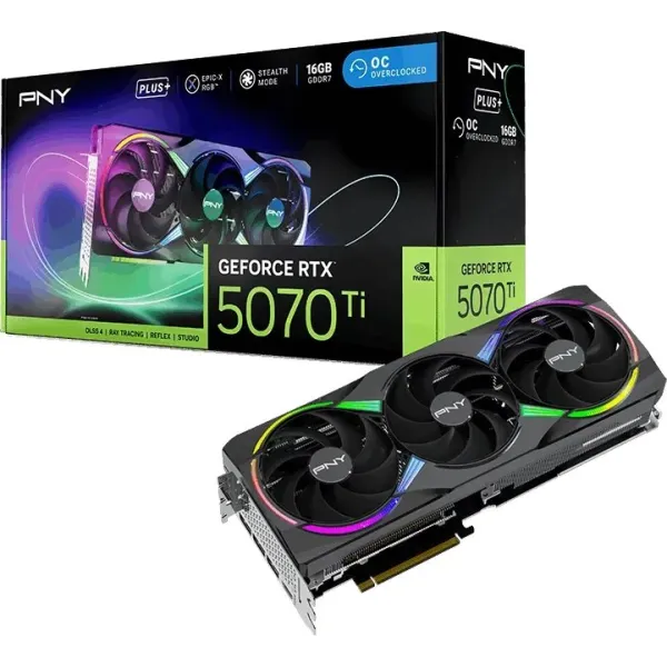 PNY GeForce RTX 5070 Ti Epic-X RGB triple ventilador Plus 16GB OC GDDR7