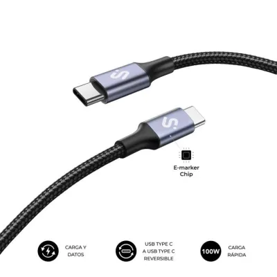 Cable Plus 100w Usb-c/usb-c 2 M Negro Subblim Cable Plus 100w Usb-c/usb-c 2 M Negro Subblim