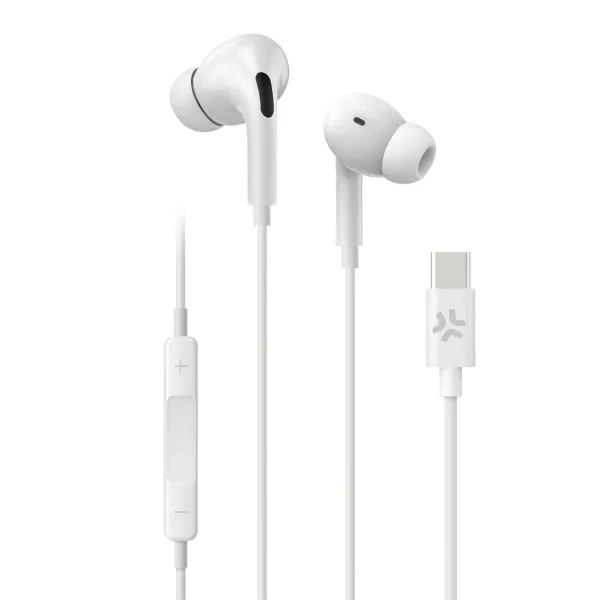 Celly UP1200TYPECWH Auriculares USB-C blancos con micrófono,musica,llamadas cable 1.2m