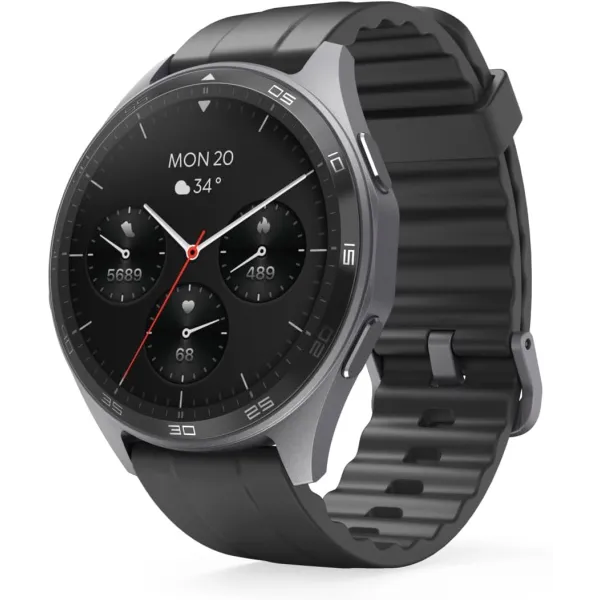 Hama 7010 Negro Reloj Smartwatch Pantalla táctil 1.43" GPS, 100 Tipos de Actividades. frecuencia Cardiaca, sueño, estrés, c