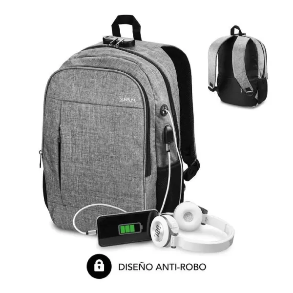 Subblim Urban Lock Mochila para Portátil hasta 15.6" Gris 