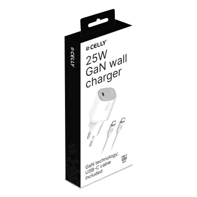 Celly cargador gan 1c 25w + c a c cable