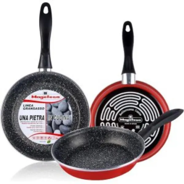 SARTEN MAGEFESA K2 ROJO 20-24 LOTE ACERO ANTIADHERENTE EFECTO PIEDRA TODO TIPO COCINAS LAVAVAJILLAS