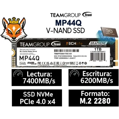 TeamGroup MP44Q SSD 1TB NVMe PCIe 4.0 x4 a 7400/6200MB/s