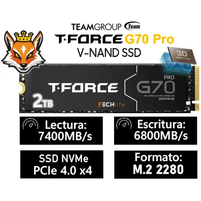 TeamGroup T-Force G70 PRO SSD 2TB disipador Grafeno NVMe PCIe