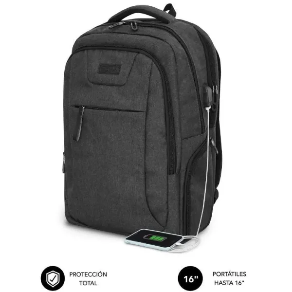 Subblim Air Padding Backpack Mochila Negra para Portátil hasta 16" 