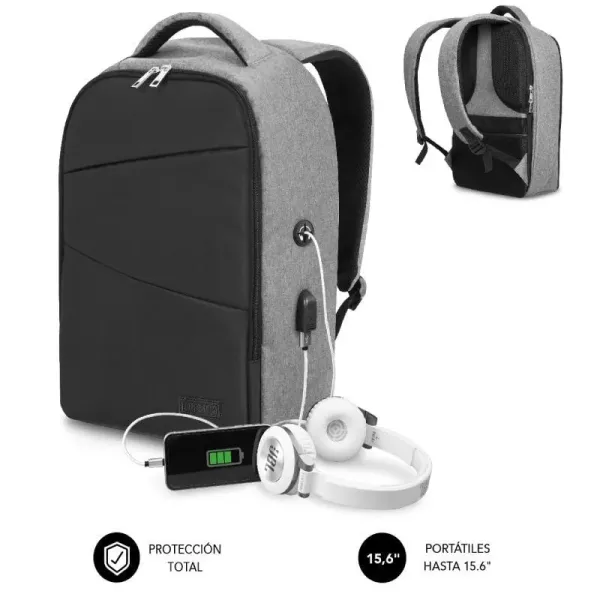 Subblim Secure V2 AP Antitheft Backpack Mochila Antirrobo Negra/Gris para Portátiles hasta 15.6" 