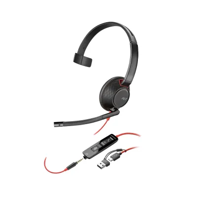 HP Auricular Poly Blackwire 5210 + 3.5 mm + Adaptador USB-C/A/ HP Auricular Poly Blackwire 5210 + 3.5 mm + Adaptador USB-C/A/