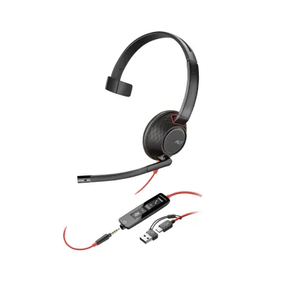 HP Auricular Poly Blackwire 5210 + 3.5 mm + Adaptador USB-C/A/ HP Auricular Poly Blackwire 5210 + 3.5 mm + Adaptador USB-C/A/
