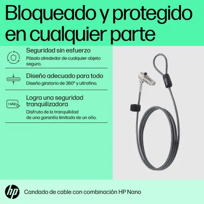 Cable de Seguridad para Portátiles HP 63B28AA/ 1.83m
