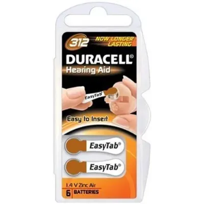 Pack 6 Pilas para Audífono Duracell DA312/ 1.6V Pack 6 Pilas para Audífono Duracell DA312/ 1.6V