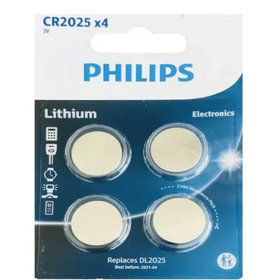 Philips Pila de Botón de Litio CR2025 3V Philips Pila de Botón de Litio CR2025 3V