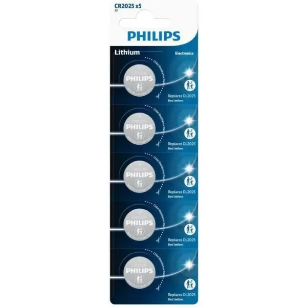 Philips CR2025P5/01B Pack de Botón Litio 3V 5 Unidades