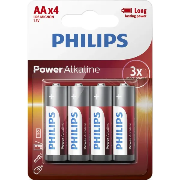 Pack de 4 Pilas AA Philips LR6P4B/10/ 1.5V/ Alcalina