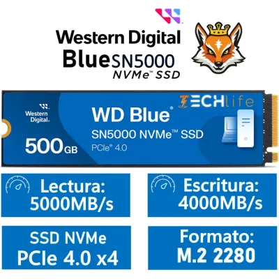 Disco Duro WD Blue SN5000 2TB Disco SSD M.2 PCIe 4.0 NVMe Gen4