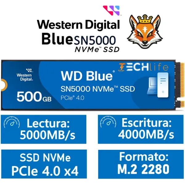 Disco Duro WD Blue SN5000 2TB Disco SSD M.2 PCIe 4.0 NVMe Gen4