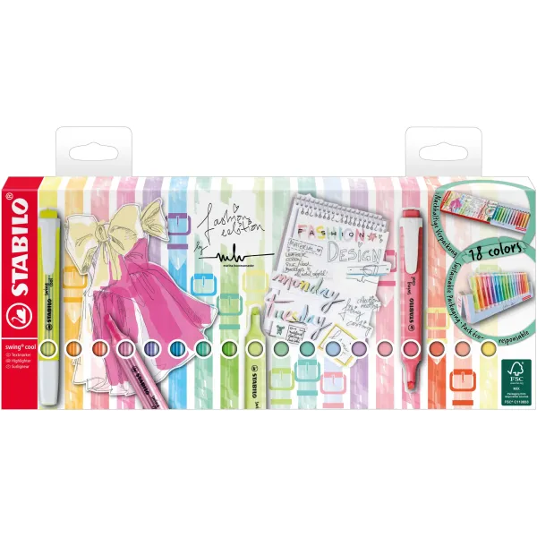 STABILO Swing Cool Pack de 18 Marcadores Fluorescentes Colores Surtidos