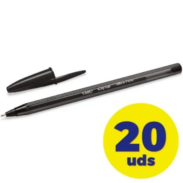 Bic Cristal Exact Ultrafine Caja de Bolígrafos Tinta de Aceite 20 Unidades Negros