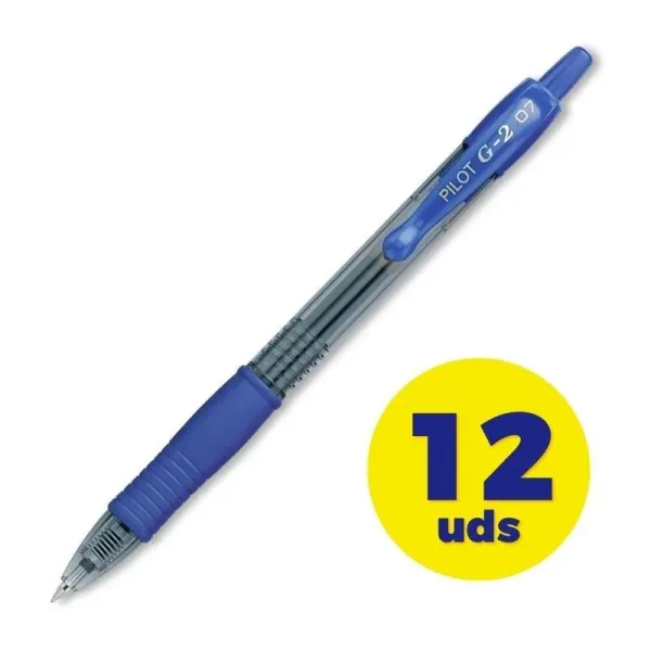 Pilot G-2 Caja 12 Bolígrafos Tinta de Gel Retráctil Azules