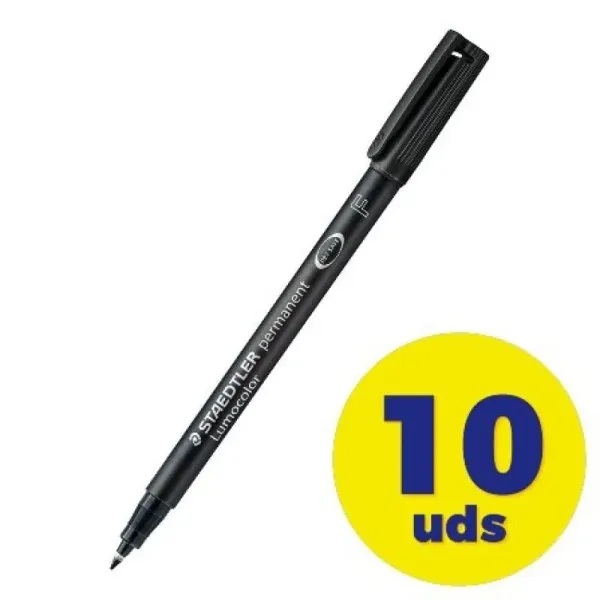 Staedtler Lumocor 318 Caja 10 Rotuladores Permanentes 0.6mm Negro
