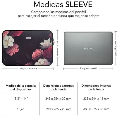 Subblim Funda Trendy Neopreno Sleeve Neo Flowers para Portátil Subblim Funda Trendy Neopreno Sleeve Neo Flowers para Portátil