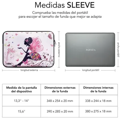 Subblim Funda Neopreno Trendy Sleeve Neo Hada para Portátil de Subblim Funda Neopreno Trendy Sleeve Neo Hada para Portátil de