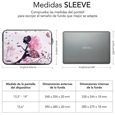 Subblim Funda Neopreno Trendy Sleeve Neo Hada para Portátil de Subblim Funda Neopreno Trendy Sleeve Neo Hada para Portátil de