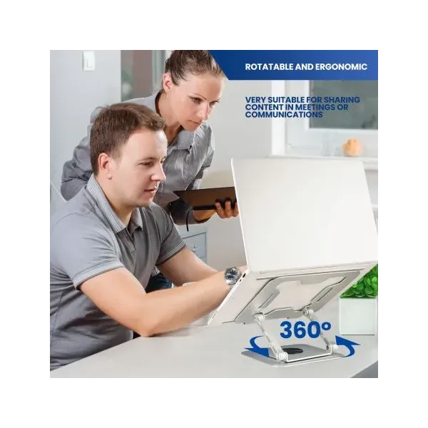 Ewent EW1267 Soporte elevador Aluminio para portatiles hasta 17.3" 360º Rotación