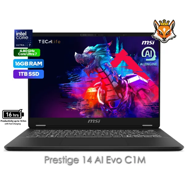 MSI Prestige 14 AI Evo C1MG-023ES Intel Evo Core Ultra 7-155H 16GB 1TB 14"
