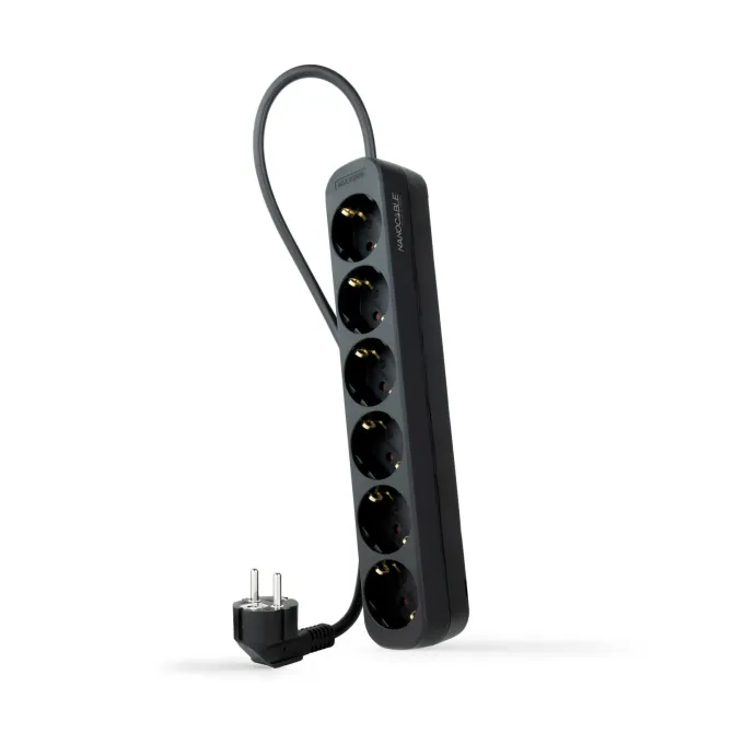 Nanocable Regleta de Enchufes con 6 Tomas Tipo F 1.4m Negro