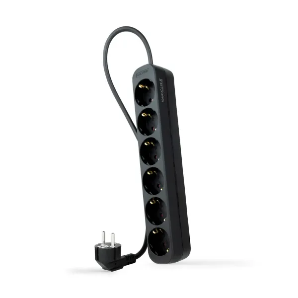 Nanocable Regleta de Enchufes con 6 Tomas Tipo F 1.4m Negro