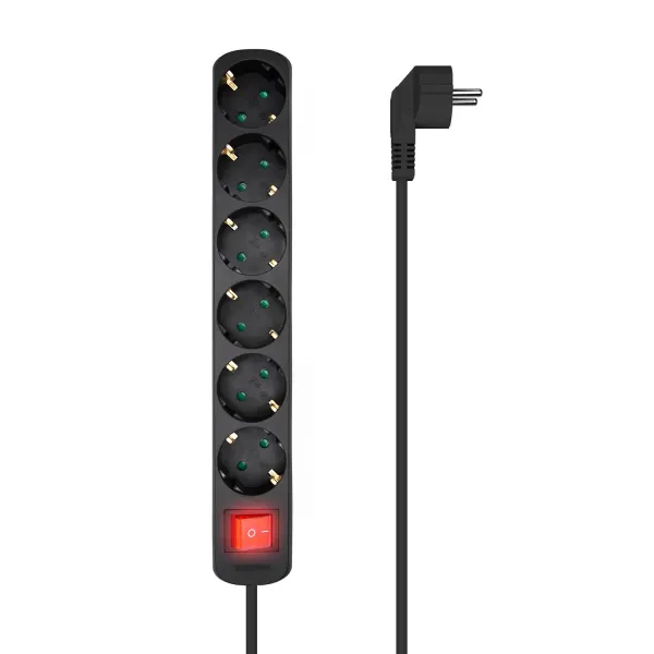 Aisens A154-0536 Regleta con Interruptor 6 Tomas Negra