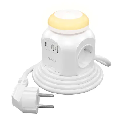 Aisens Regleta Multifunción con 4 Tomas + Qc3.0 con Luz