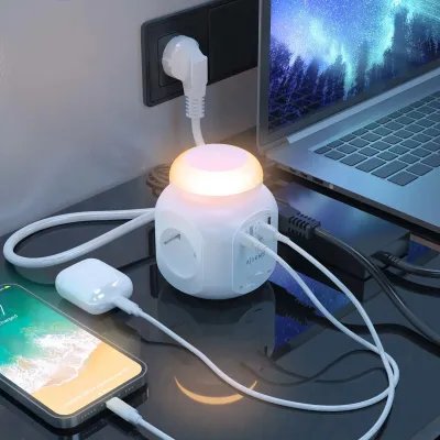 Aisens Regleta Multifunción con 4 Tomas + Qc3.0 con Luz