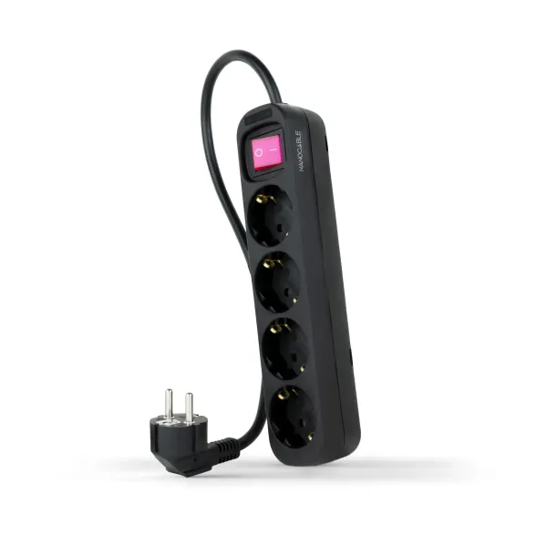 Nanocable Regleta con Protección 4 Tomas Schuko 1.4m Negra