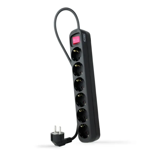 Nanocable Regleta con Protección 6 Tomas Schuko 1.4m Negra