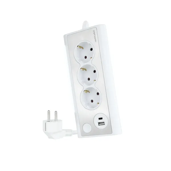 Nanocable Regleta de Sobremesa con Interruptor 3 Tomas Schuko + 2 USB 1.5m