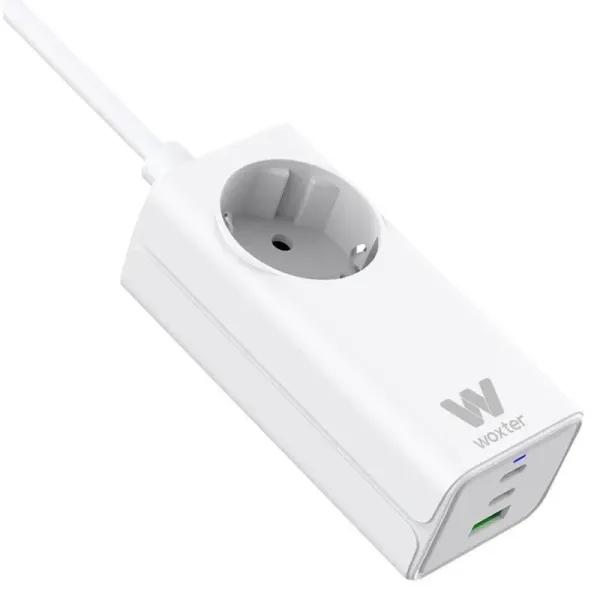 Woxter Alargador Schuko 3 Puertos 1 USB-A + 2 USB-C Blanco