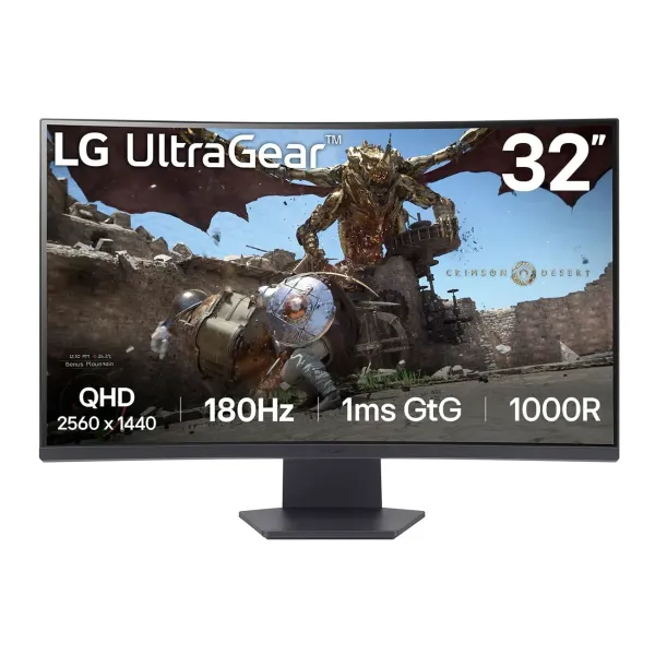 Monitor LG UltraGear 32GS60QC-B 31.5" LED VA QHD 180Hz FreeSync Curva