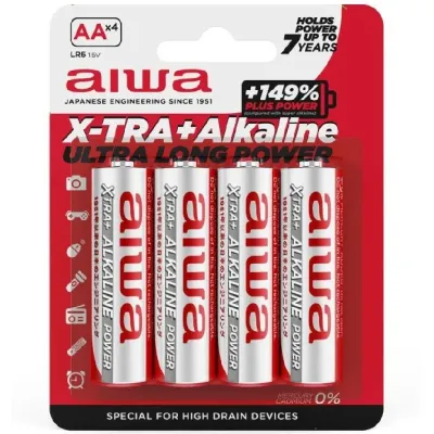 Aiwa X-TRA+Alcaline Pack de Pilas Alcalinas AA LR06 1.5V 4