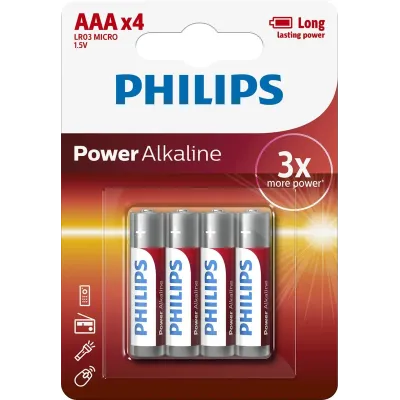 Pack de 4 Pilas AAA Philips LR03P4B/10/ 1.5V/ Alcalinas Pack de 4 Pilas AAA Philips LR03P4B/10/ 1.5V/ Alcalinas