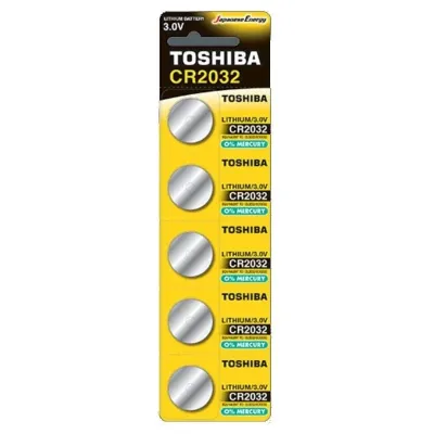 Pack de 5 Pilas de Botón Toshiba CR2032/ 3V Pack de 5 Pilas de Botón Toshiba CR2032/ 3V