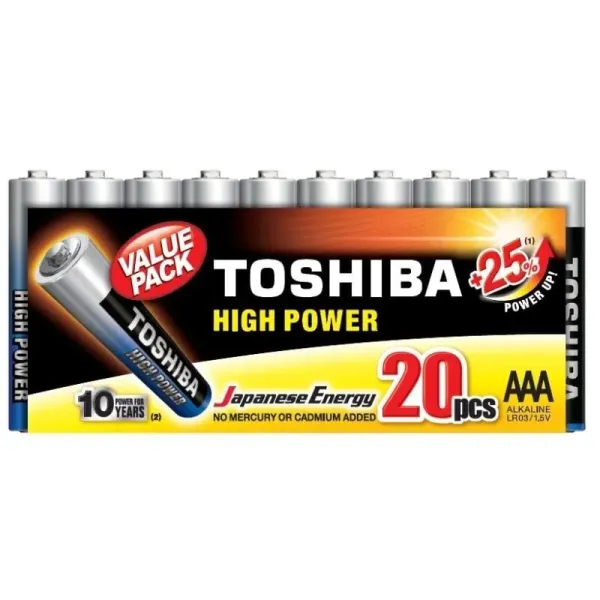 Toshiba High Power Pack de 20 Pilas Alcalinas AAA LR03 1.5V