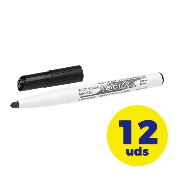 Bic Velleda Caja de Rotuladores Punta Redonda 2mm 12 Unidade Negros
