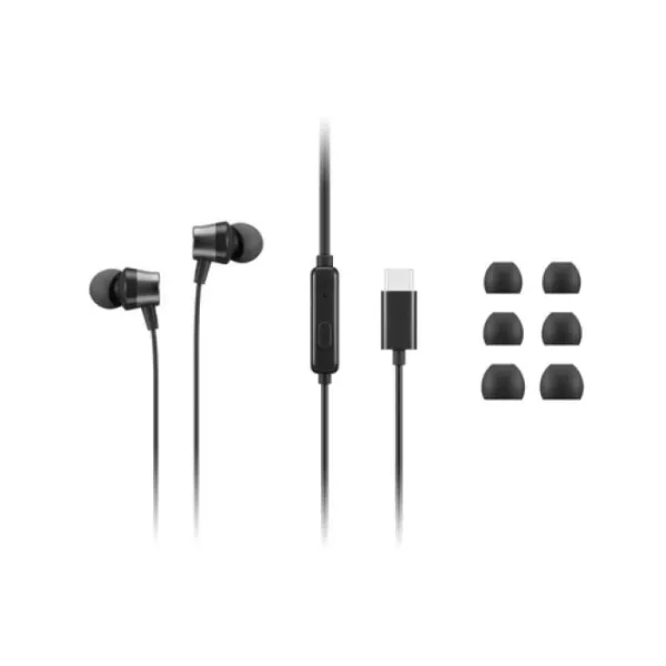 Lenovo 4XD1J77351 Auriculares Negros conector USB-C Llamadas/Música/Reuniones Modelo botón