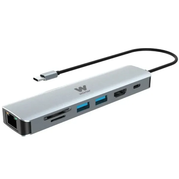 Woxter 7 en 1 Hub USB-C a HDMI/USB-C PD/USB 3.0/RJ45/Lector Tarjetas