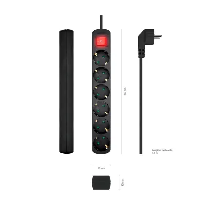 Aisens A154-0536 Regleta con Interruptor 6 Tomas Negra Aisens A154-0536 Regleta con Interruptor 6 Tomas Negra