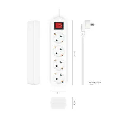 Aisens Regleta con Interruptor 4 Tomas 1.4m Blanca Aisens Regleta con Interruptor 4 Tomas 1.4m Blanca